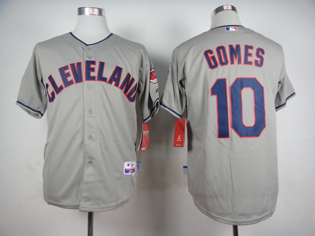 Men Cleveland Indians 10 Gomes Grey MLB Jerseys